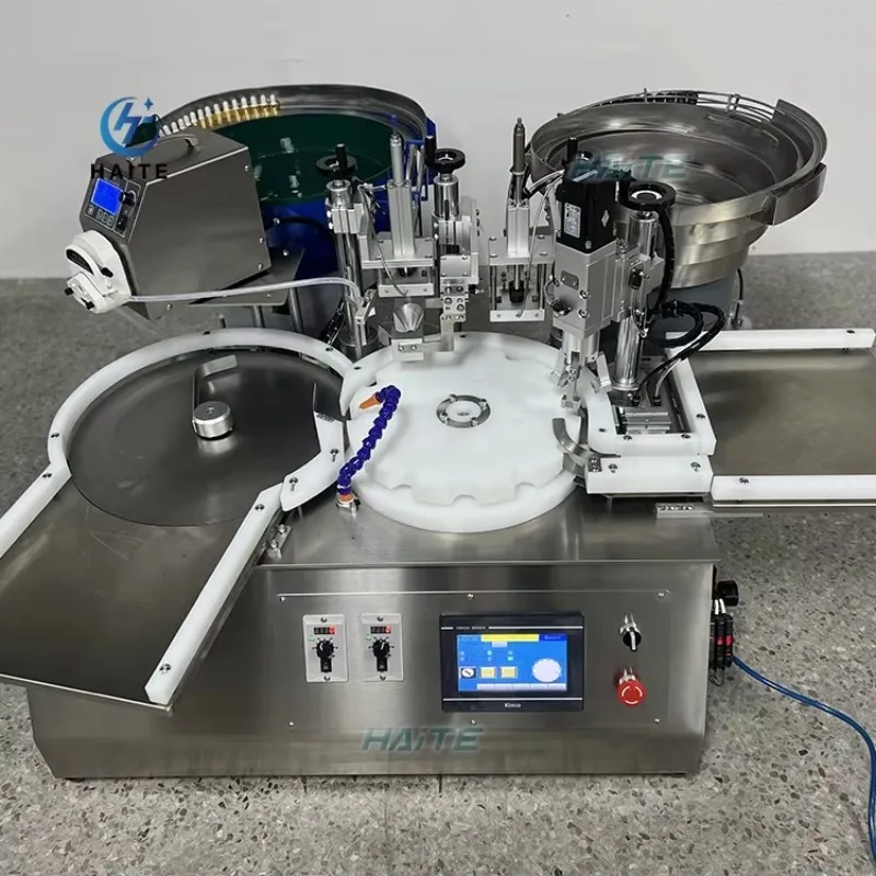 Automatic Dropper Essential Oil Inner Plug Samples Vials Olive Oil Ropp Glass Bottle Filling Capping Machine Line