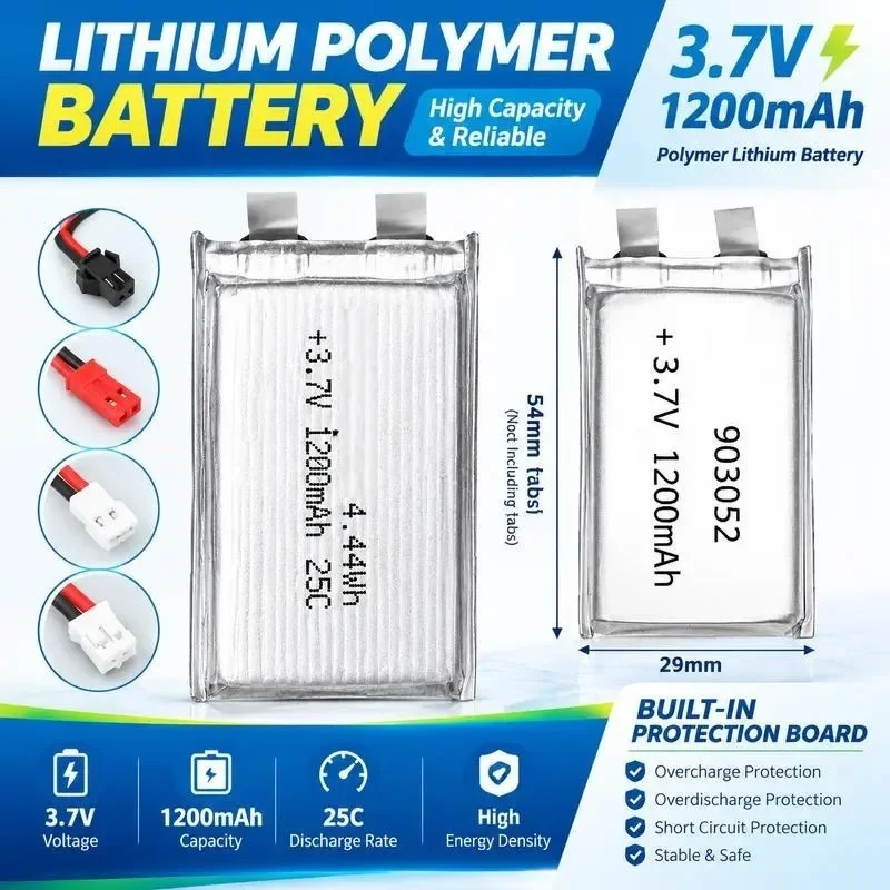 For High Rate 903052 Polymer Lithium Battery 1200mAh 25C Aircraft Model Car Model Accessories Full Capacity A Grade Product