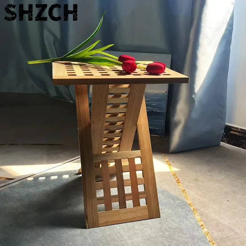 Solid Wood Coffee Table Installation-free Folding Table Household Outdoor Integrated Wooden Portable Small Square Table