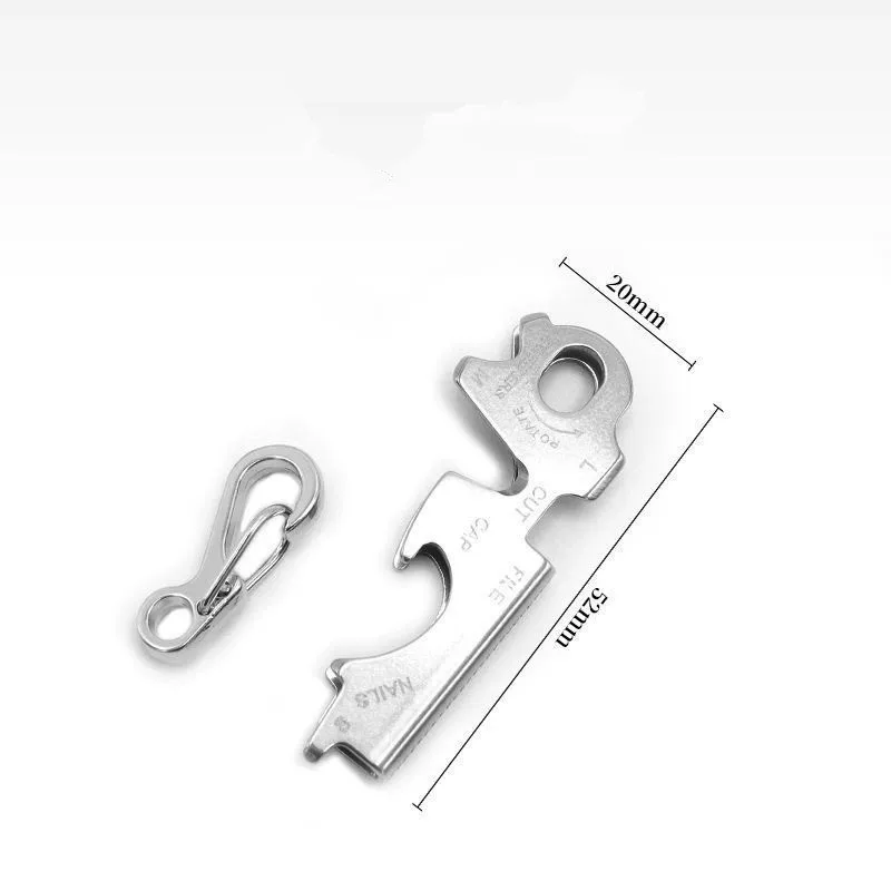 Multifunctional Bottle Opener Keychain Tool Hanger Tweezers Nail File Bottle Driver Screwdriver Stainless Steel Outdoor Camping view 6