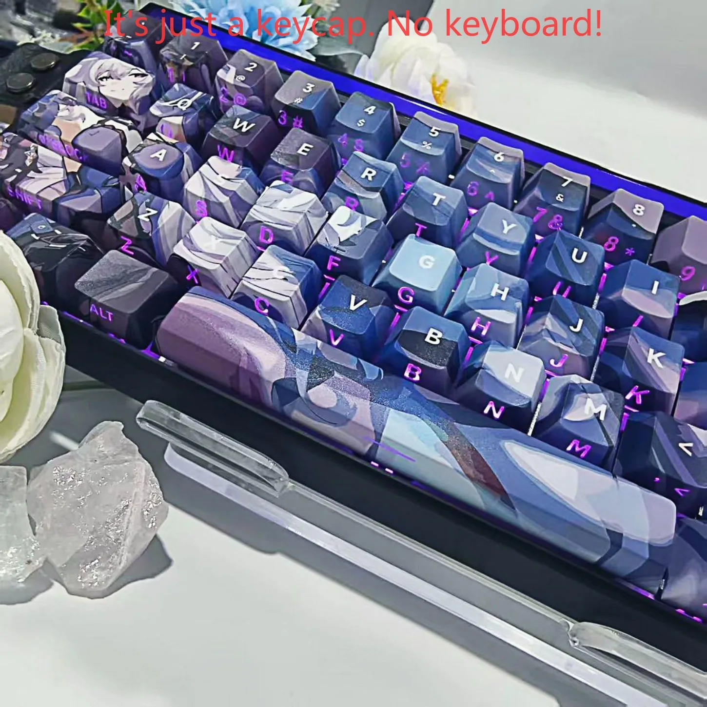 Purple Black Swan Cherry Keycap PBT 99 Key Side Engraved Character Translucent Suitable for 61/68/75/84/87 Mechanical Keyboard