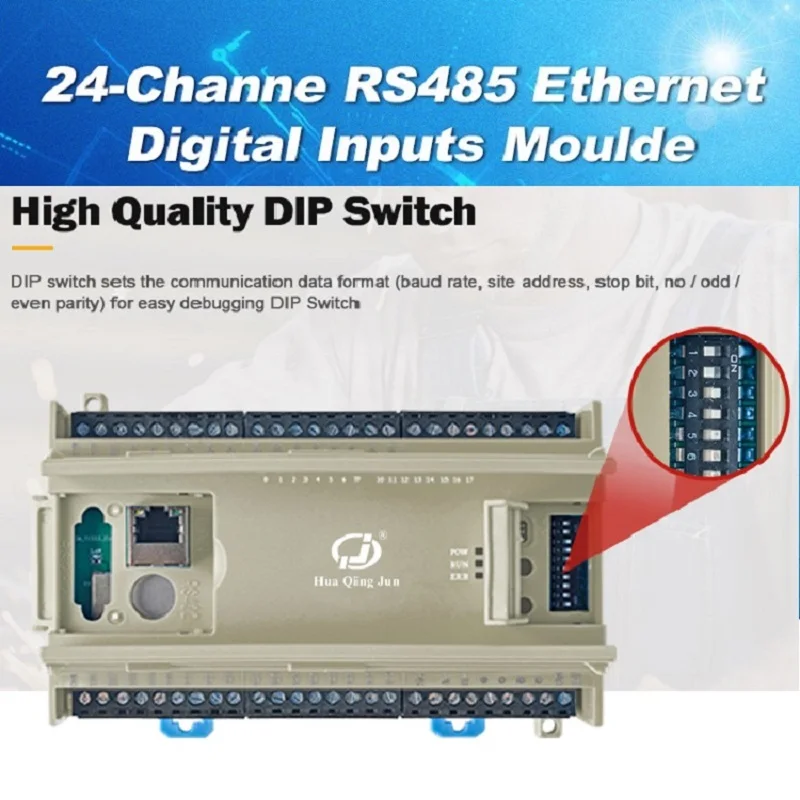 

Huaqingjun 24-Channel RS485 LAN Switch Inputs Module Ethernet Industrial Anti-interference Optical Coupler Input Isolation Board