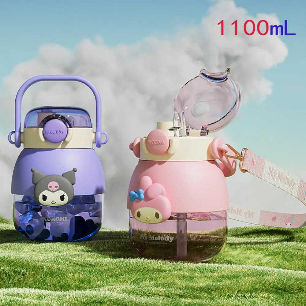 

1100 мл большая емкость чашка Kawaii Sanrio Kuromi My Melody Cinnamoroll Аниме Фигурка Sippy чашка портативный для путешествий на открытом воздухе студенческий подарок