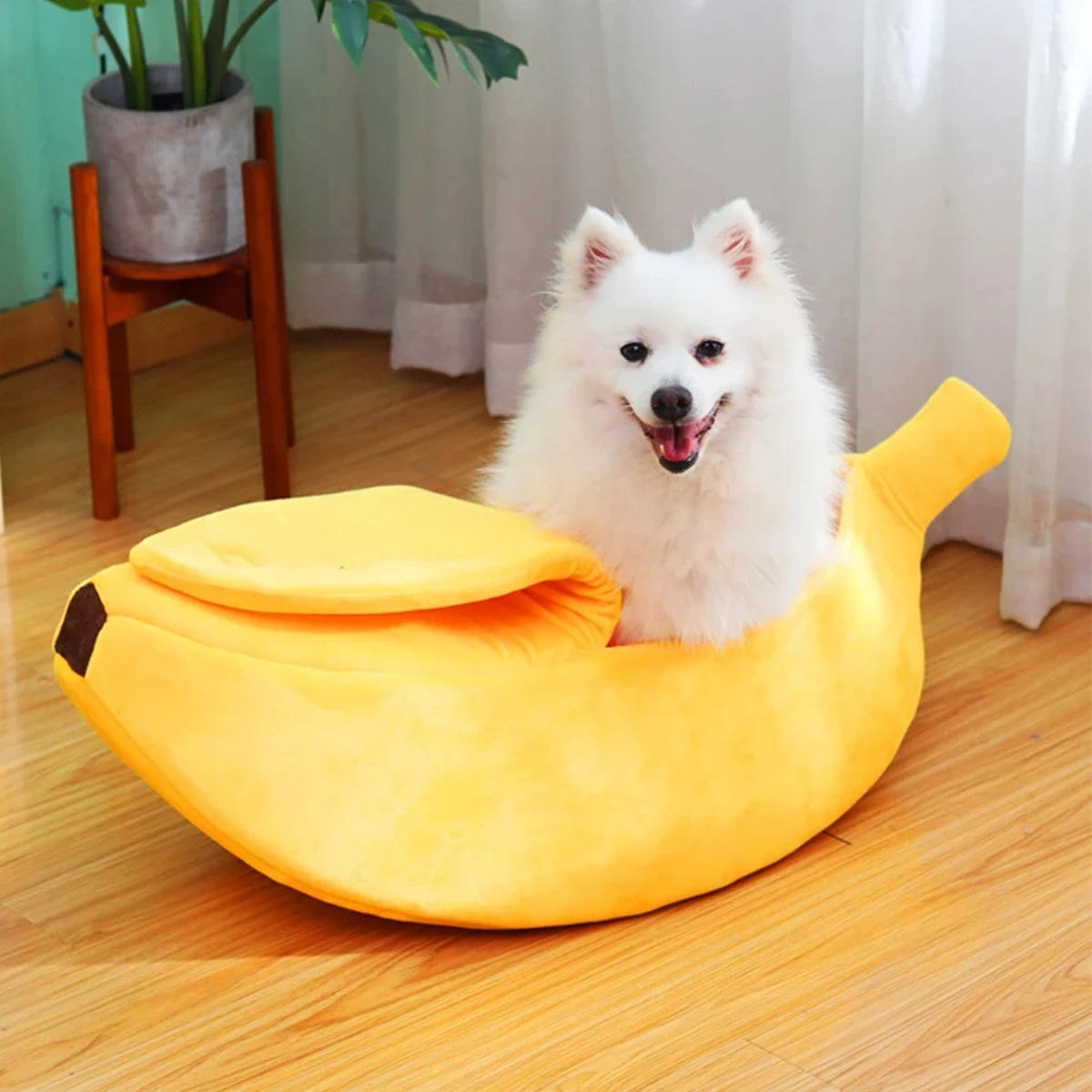 Banana Boat Shape Cat Bed House Cute Cat Mat Beds Warm Durable Portable Pet Basket Kennel Dog Cushion Cat Supplies Winter