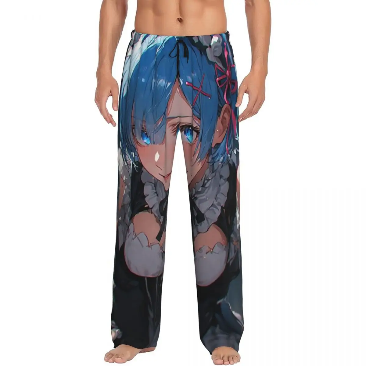Custom Sexy Cute Rem Anime Pajama Pants Men Sleepwear Sleep Lounge Bottoms with Pockets