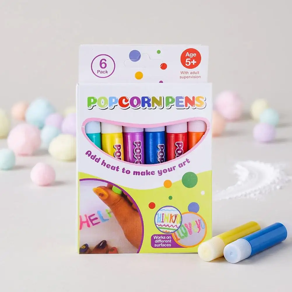 6 Pcs / Set New Exotic Popcorn Pen Multifunctional Foam Marker Pen Notebook Children's Magic Pen Fun Fluffy Pen 3D Bubble Pen
