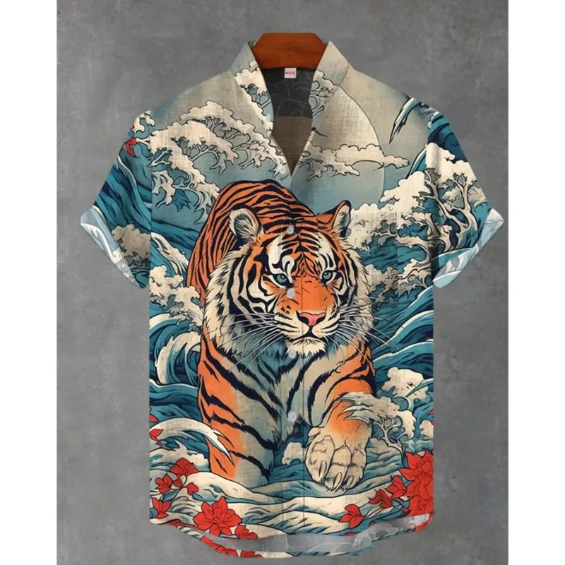 Men Vintage Shirt Short Sleeve Retro Antique Artistic Graphic Casual Summer Holiday Novelty Fashion Trendy Cool New Boho Tops