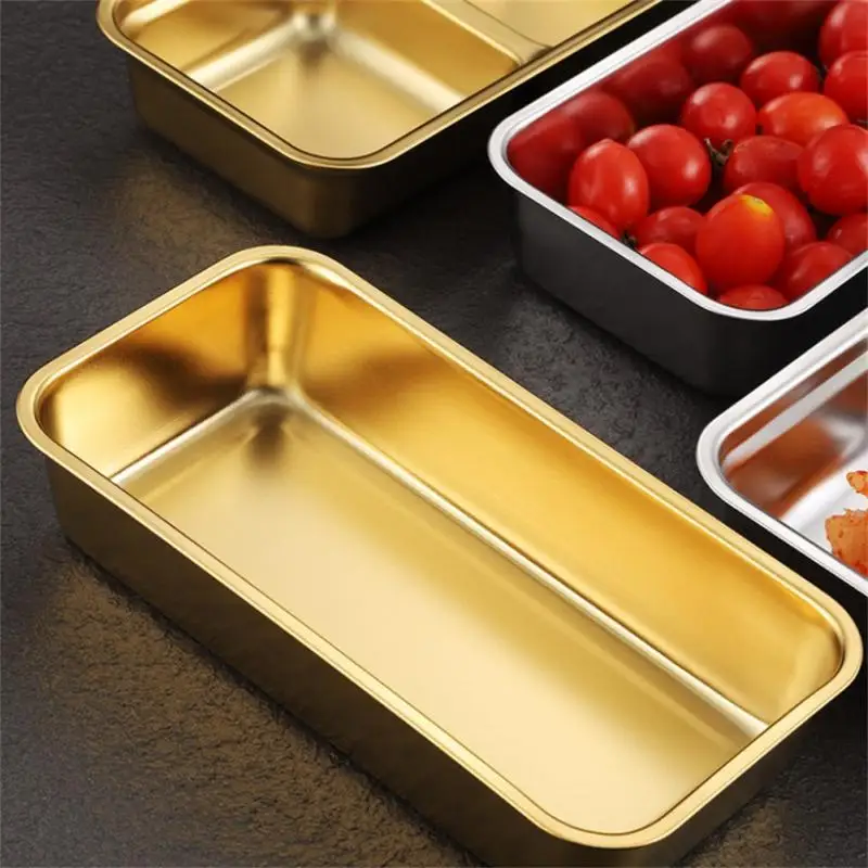 

1/2 Grids Stainless Steel Seasoning Dish Multi-grid Barbecue Dipping Dish Dipping Bowls Vinegar Plates Kitchen Tableware