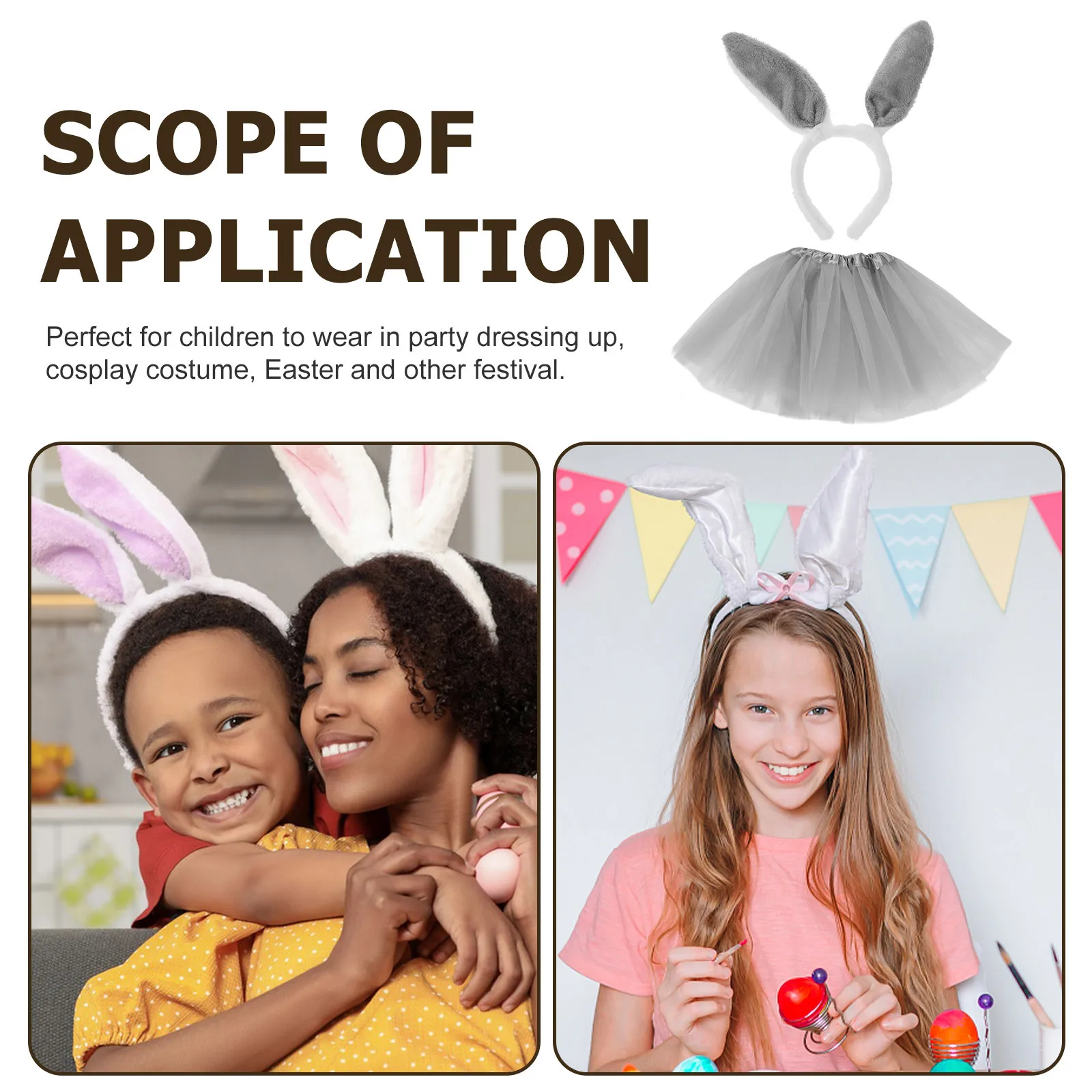 

1Set Easter Rabbit Headband Skirt Set Cosplay Party Outfit Photo Costume Easter Skirt Set Party Uniform