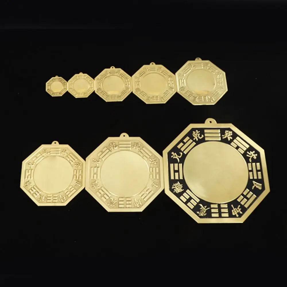 Chinese Style Brass Bagua Mirror Pendant Convex Mirror Feng Shui Convex Mirror Ornament Handicraft Auspicious Crafts Mirror