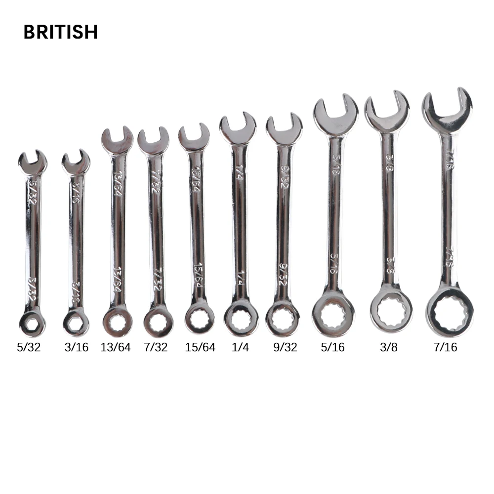 Key Ring Spanner Hand Tool Imperial units/Metric Type Wrenches Explosion-proof Pocket Mini Spanner Wrenches Set 10pcs