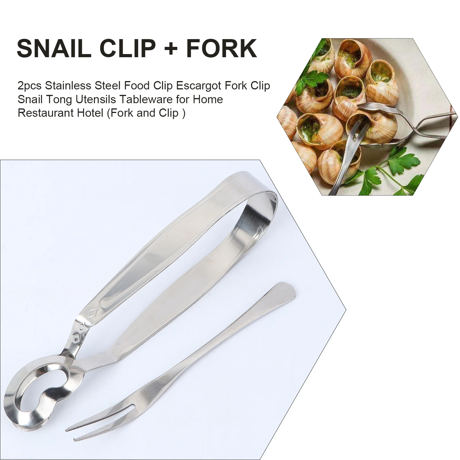 

2Pcs Stainless Steel Escargot Fork Tong Snail Tong Utensils for Home Restaurant French Meal Sushi Eggs Shell Foods