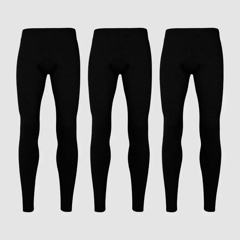 

3PCS Men's warm pants with double-sided brushed and padded fabric,autumn pants without underwear, antibacterial base layer pants