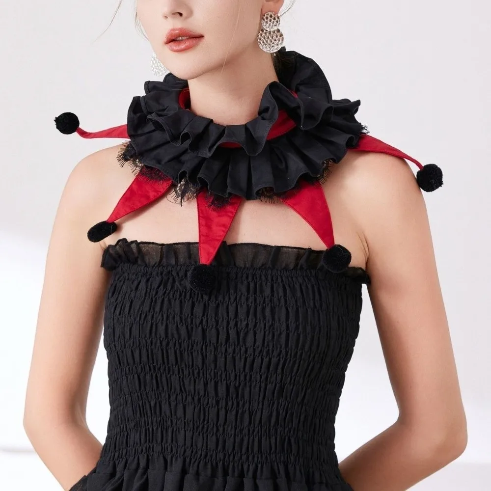 Chic Vintage Circus Clowns Ruff Collars Creative Detachable Bat False Collar Soft Retro Butterfly Chocker Cosplay