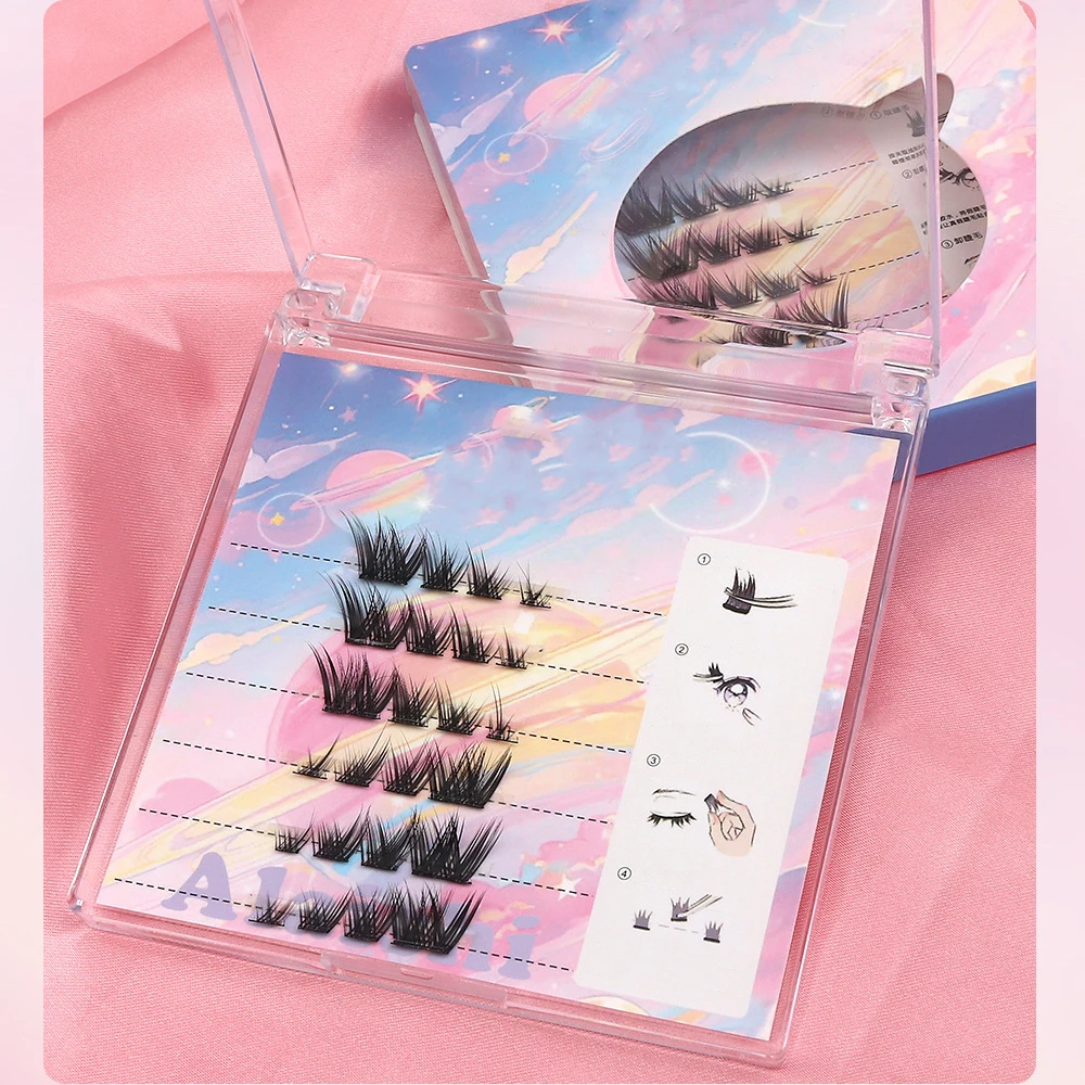 Faux Cils Lashes Cluster DIY Kit d'extension de cils individuels Cils analysis de chat Cils en grappe naturels Cils C Curl