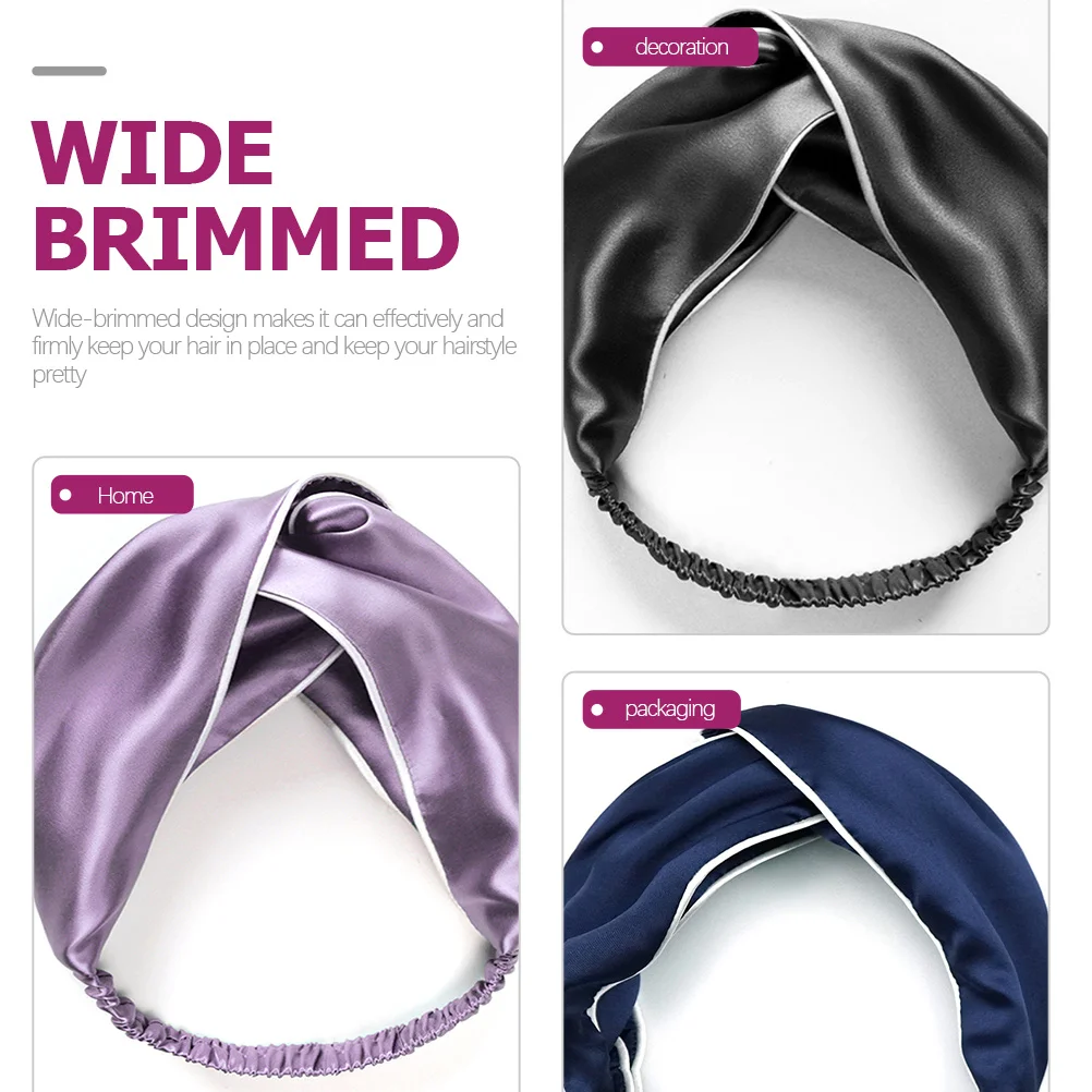 

4Pcs Women Headdress Elastic Silk Hair Bands Wide Brimmed Head Wrap for Yoga Aerobics Dancing Styling
