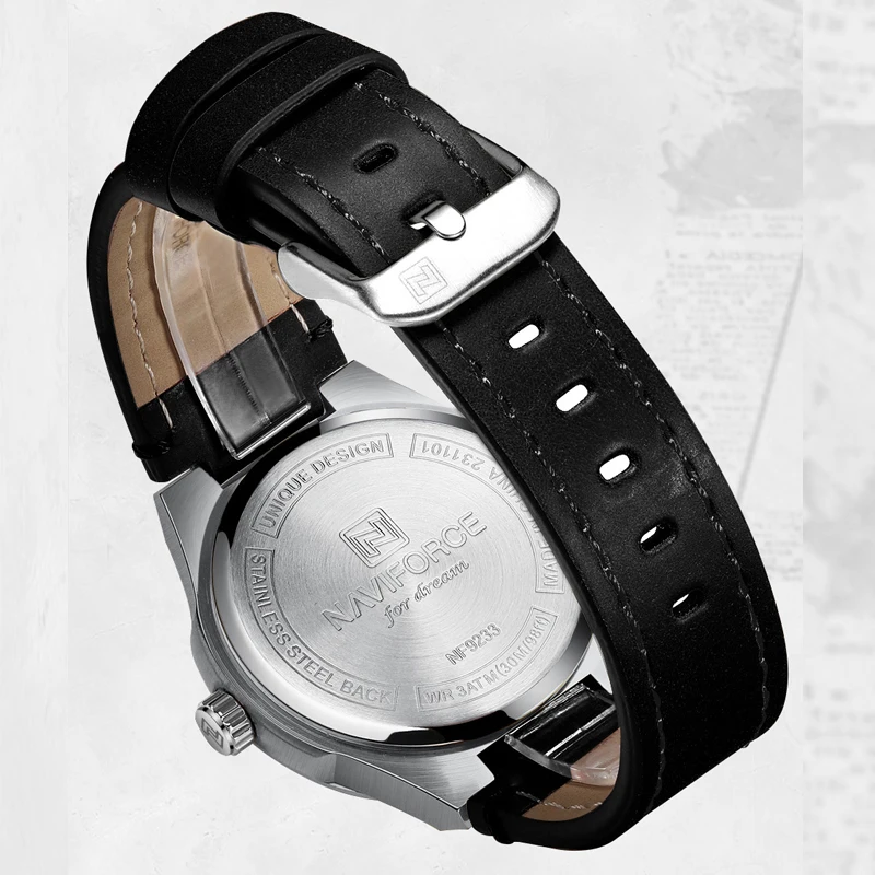 NAVIFORCE montres en cuir à Quartz originales pour homme horloges sport étanche avec mouvement Seiko montre-bracelet homme pour horloge cadeaux