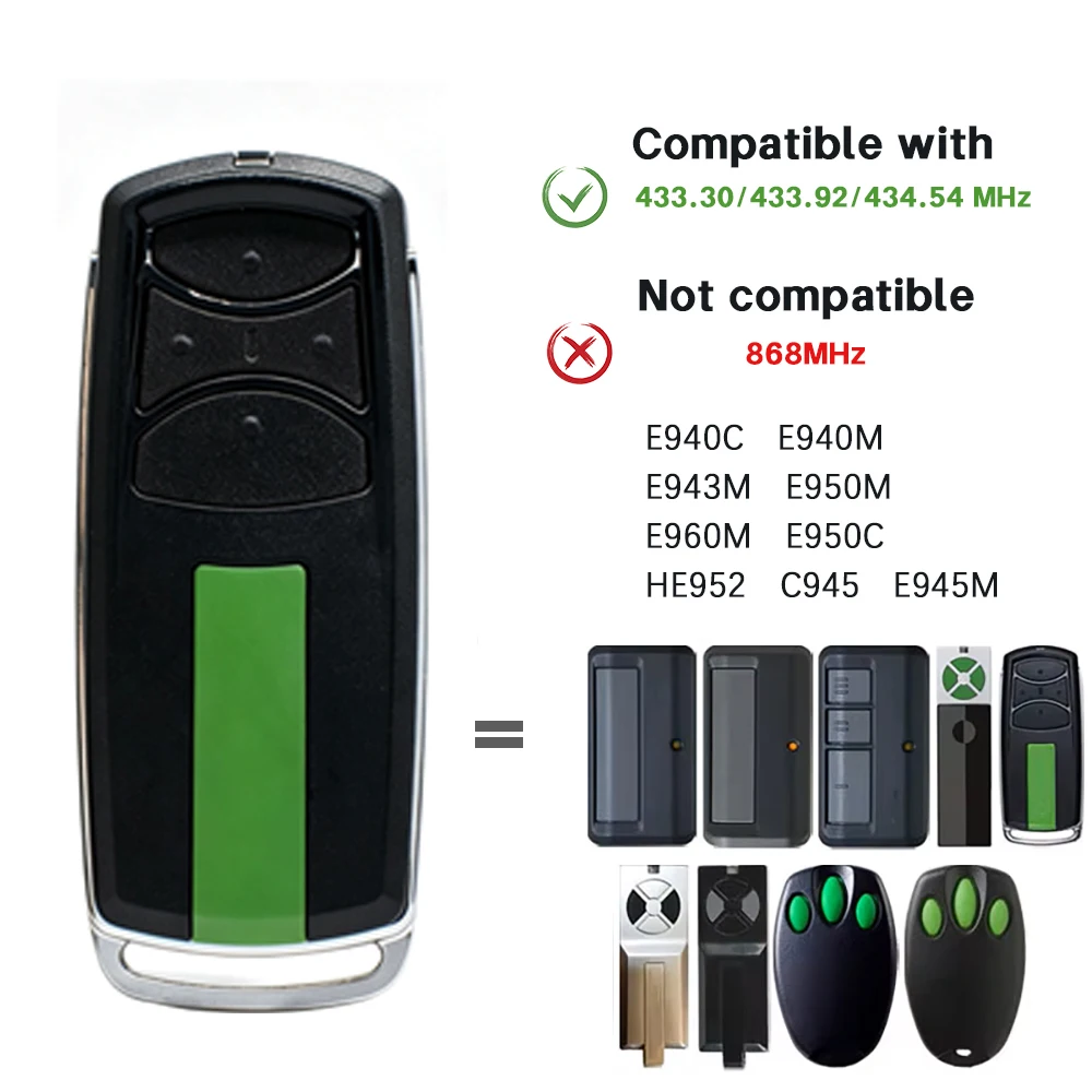 2PCS Merlin E960M Gate Remote Control 3/4 Buttons Garage Door Opener MERLIN+ MERLIN+ 2.0 433.30 434.54 433.92MHz