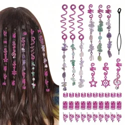 1/10pcs Pink Viking Spiral Charms Hair Tubes Braids Dread Dreadlock Beads Clips Cuffs Rings Jewelry Hair Style Accessories Woman