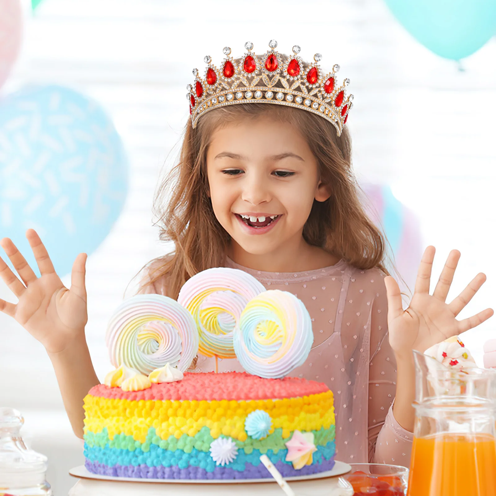 Tiara de corona de diamante con forma de gota de agua, tocado decorativo para novia, diadema de boda para niña, accesorios para el cabello con diamantes de imitación, joyería para niña