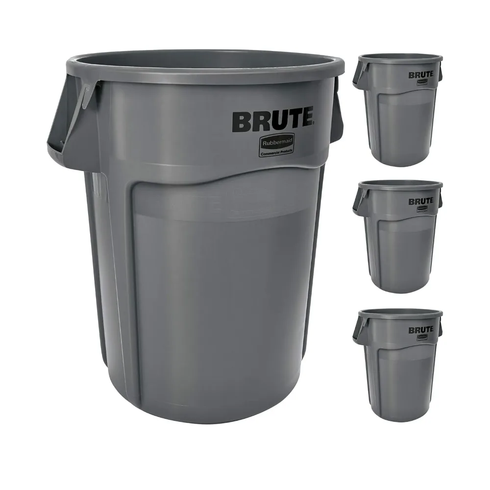 Commercial Products BRUTE Heavy-Duty Trash/Garbage Can, 44-Gallon, Gray, Wastebasket for Home/Garage/Bathroom