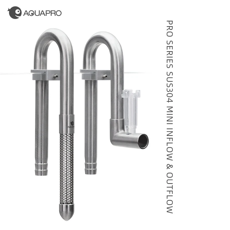 AQUAPRO Mini Skimmer Stainless Steel Inlet Outlet Pipes Inflow Outflow Shrimp Water Filter Aquarium Fish Tanks Accessories