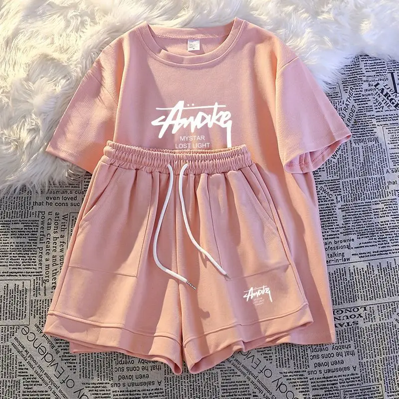 New Women's Plus-size Set Adult Short-sleeve and Shorts Two-piece Set Children's Loose Casual Set Women's T-shirt and Shorts Set view 4