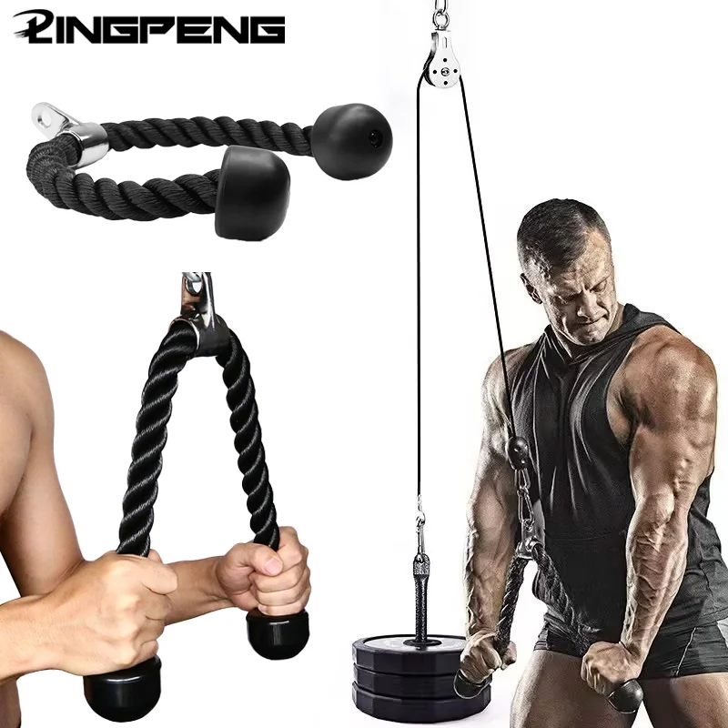 Pull Down Rope Single Handle Triceps Biceps Workout Attachment for Cable Machine Fitness Pulley Workouts