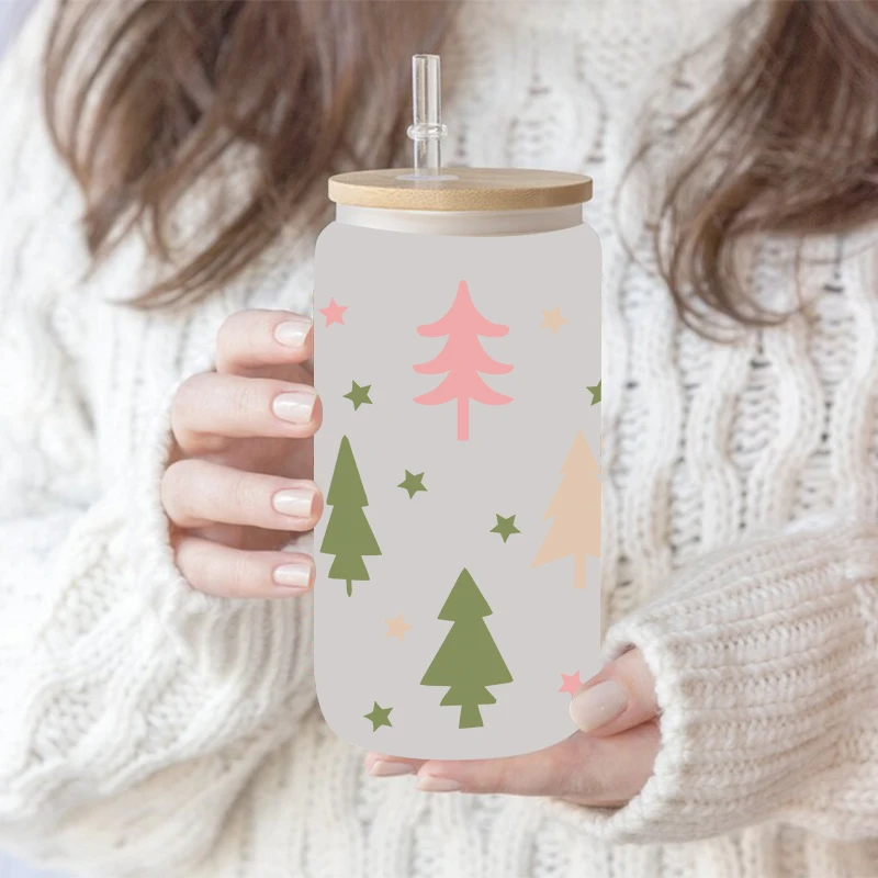 UV DTF Transfers Stickers, 16oz, Cup Wraps, New Year, Merry Christmas Printed for DIY Glass, Ceramic Metal Leather, Etc. D5268
