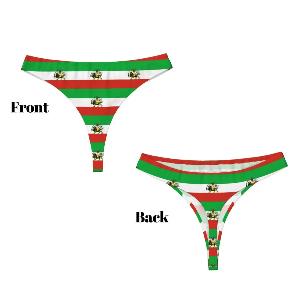 Custom Flag Of Persia Iran Pahlavi G-string Panties Breathable Women Stretch Thongs Comfort Underwear