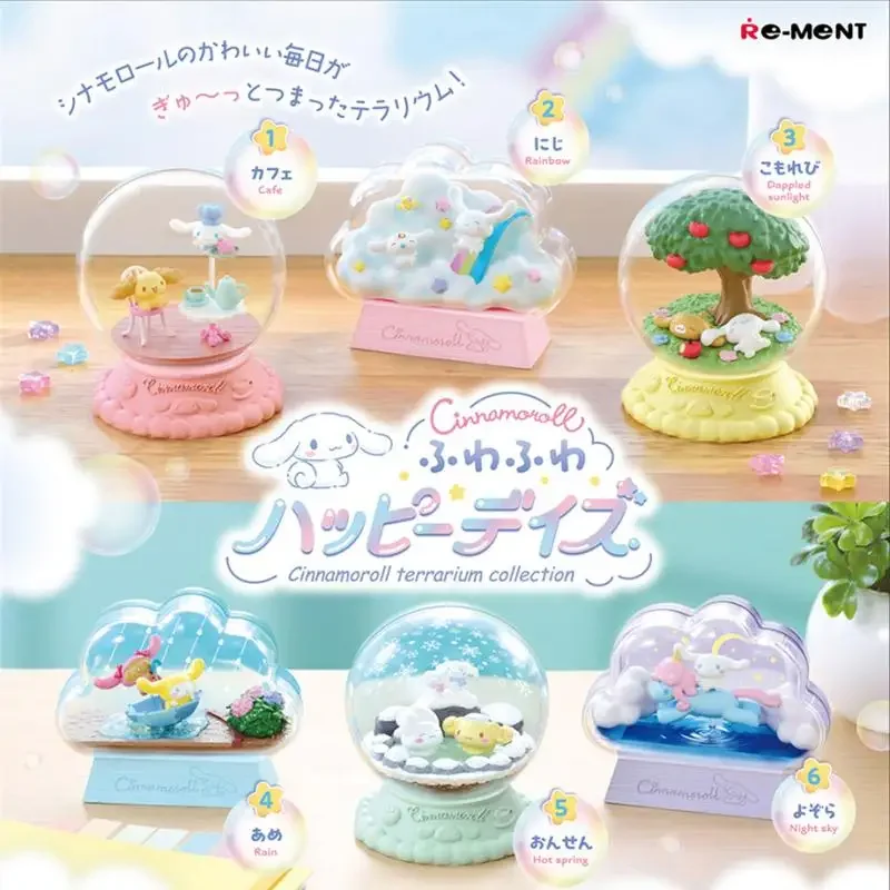 Re-ment Sanrio Cinnamoroll Blind Box Cute Big Eared Dogs Happy Time Bottle Figures Collection Model Toys Ornaments Children Gift