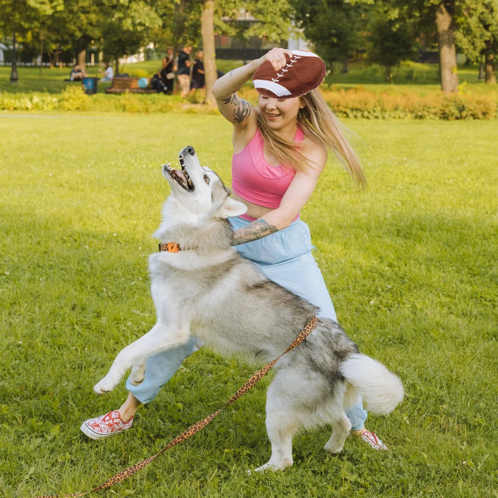 

1Pcs Rugby-Shaped Flying Disc Interactive Pet Training Plaything Durable Safe Creative Design Rugby-Shaped Flying Disc