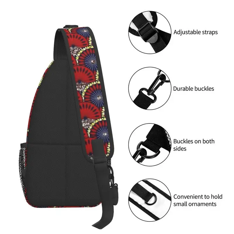 Ankara Dutch Wax Print Crossbody Sling Backpack Men Custom African Patterns Shoulder Chest Bag for Travel Hiking Daypack