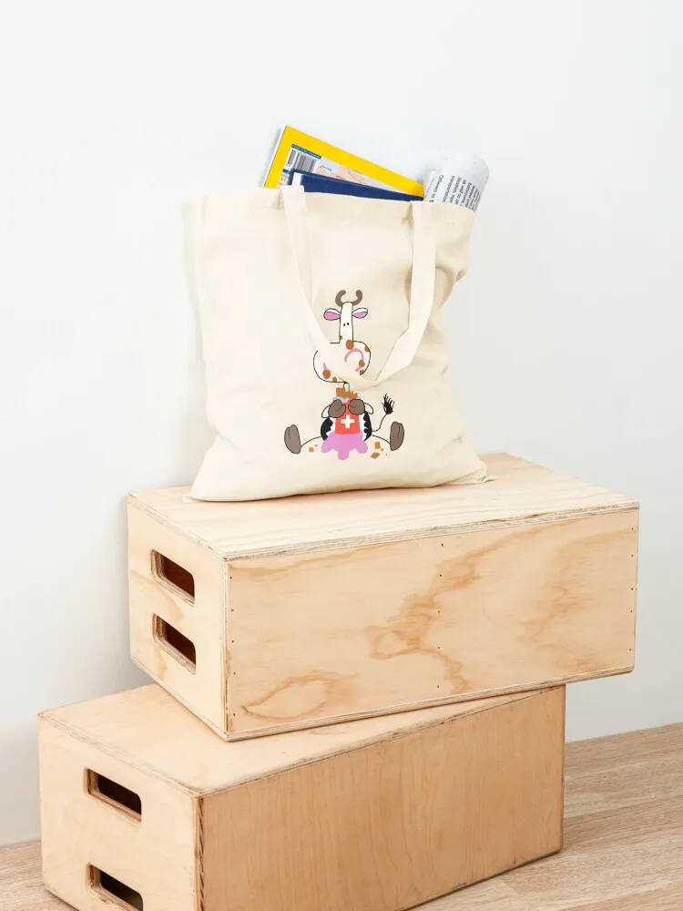 Chocolate MuMu Cow Tote Bag tote bag screen Women bags reusable shopping bag shopping trolley