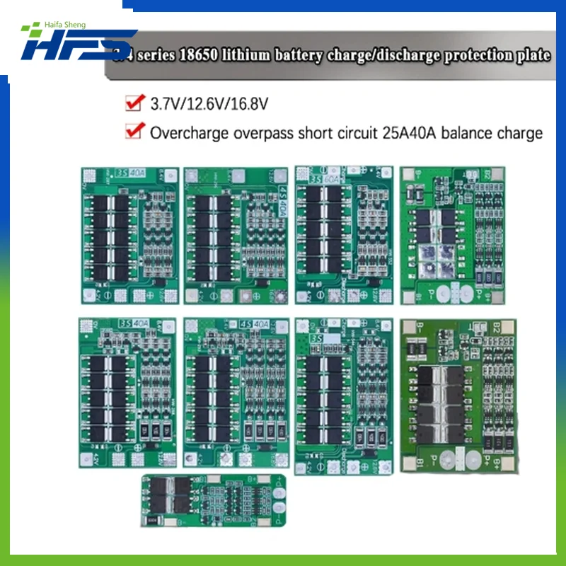 3S/4S 20 40A 60A Li-ion Lithium Battery Charger Protection Board 18650 BMS Drill Motor 11.1V 12.6V/14.8V 16.8V Enhance/Balance