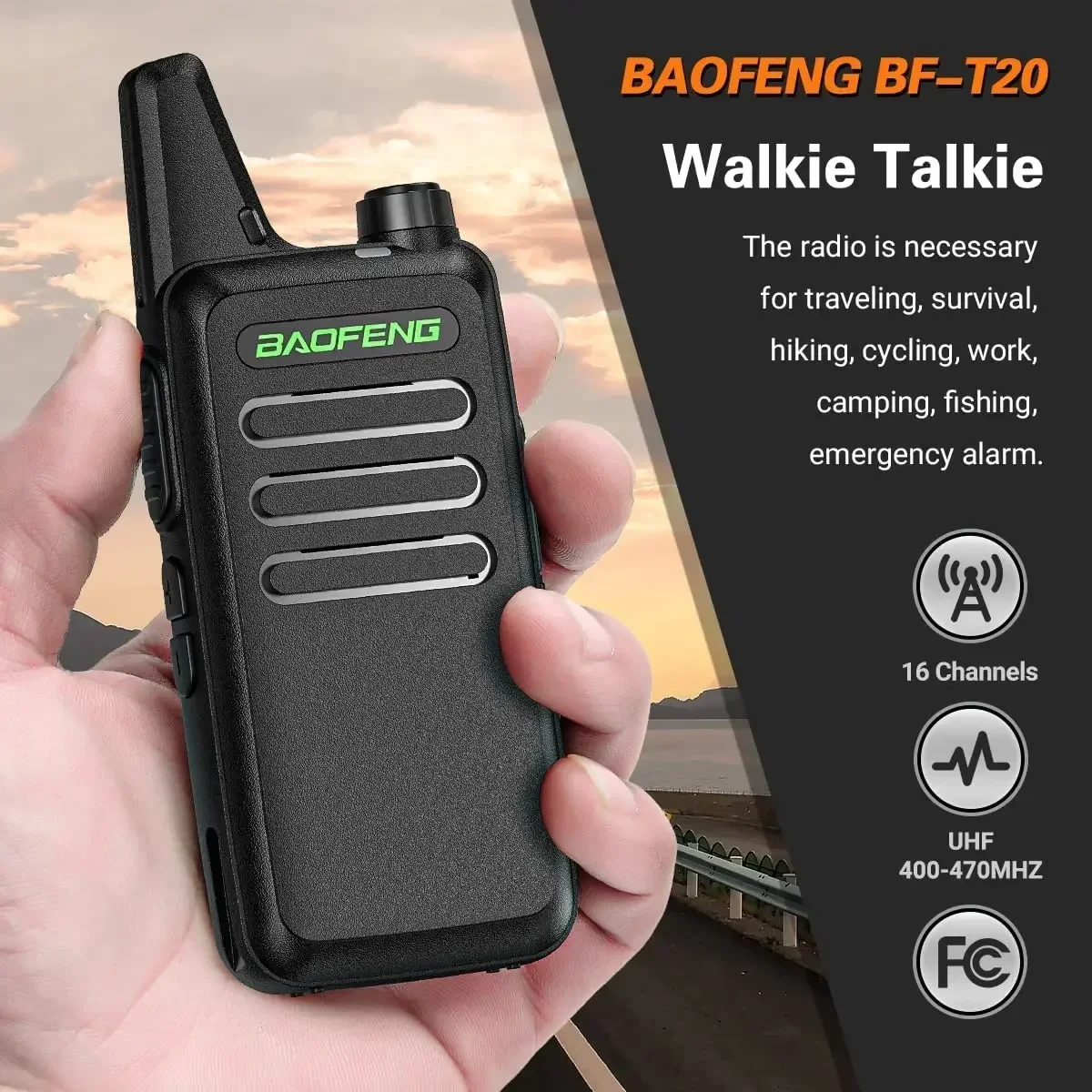 Baofeng 2PCS  BF-T20 5W Portable Mini Walkie Talkie VOX Charging USB For BF-C9 BF-888S KD-C1 Two Way Radio  Hotel Hunting
