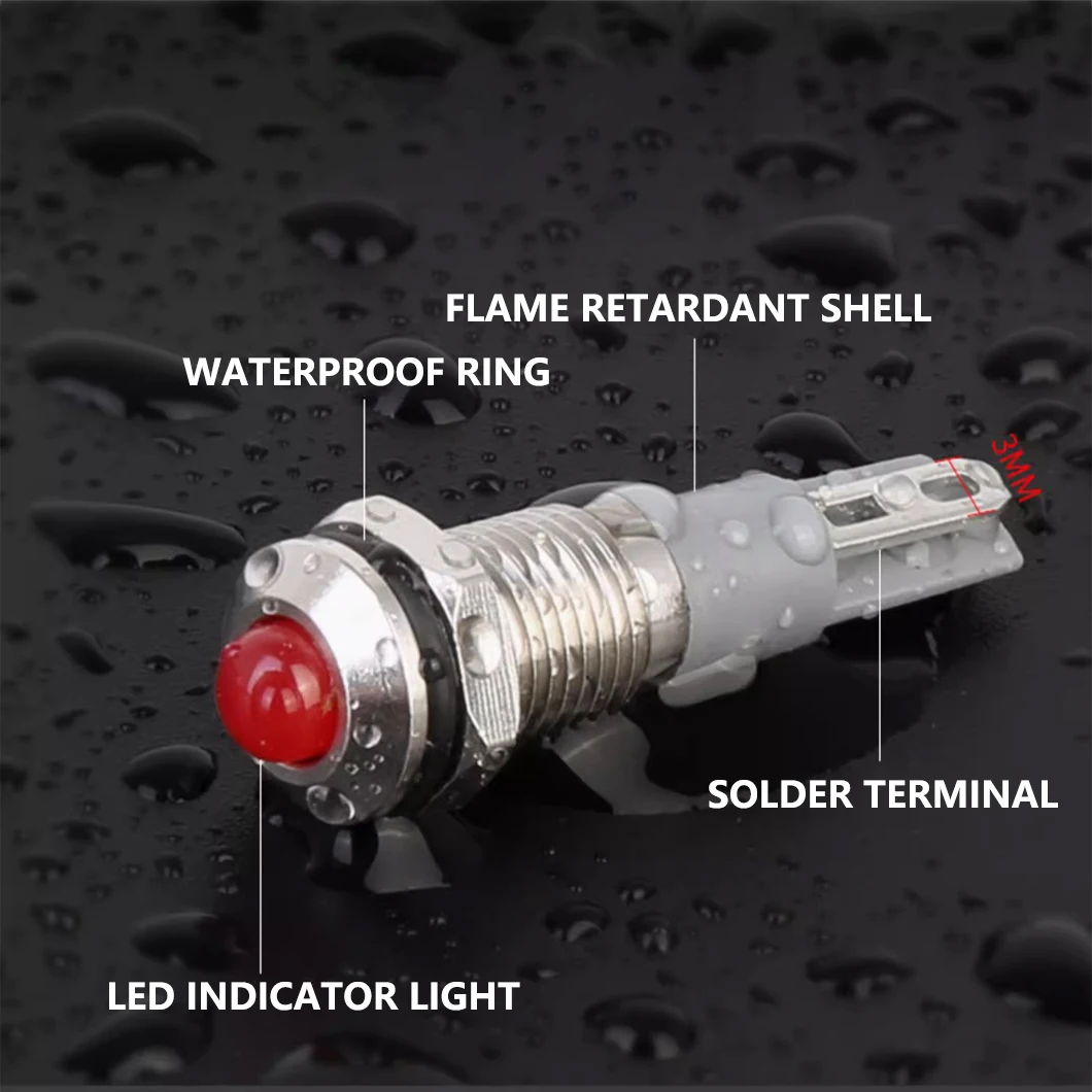 ABILKEEN 20PCS 8MM Metal LED Indicator Light Ball/Flat Surface Industrial Signal Pilot Light IP65 Waterproof LED Pilot Lamp