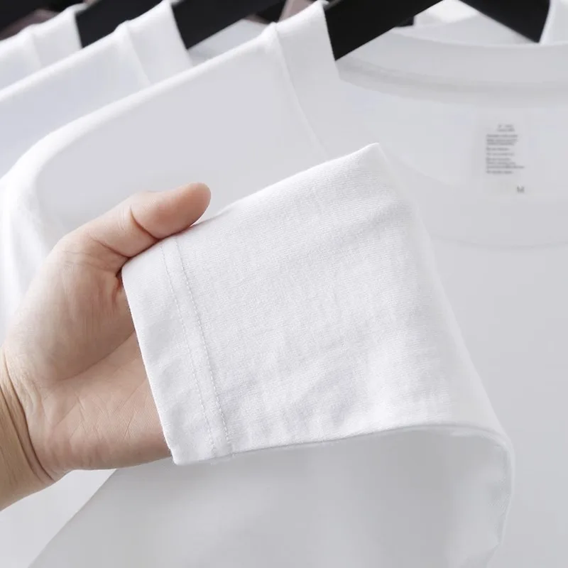 الأمريكية غير الحقيقية إلكتروني تي شيرت مطبوع الرجال 100% القطن المعتاد الأبيض س الرقبة طويلة الأكمام فضفاضة تي شيرت رياضي Y2k أفضل الرجال الملابس