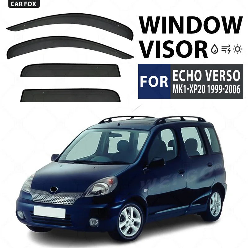 

4 шт. для Toyota Echo Verso 1999-2006, черные дефлекторы на окна автомобиля, защита от дождя и солнца, аксессуары для боковых окон
