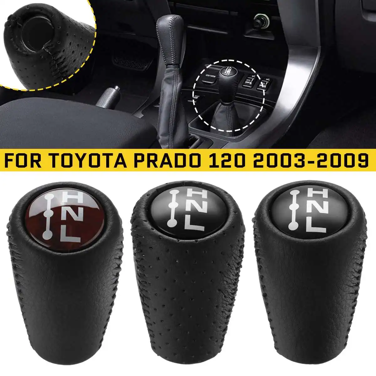 Automatic PU Leather Car Shift Gear Knob Stick Lever Head For Toyota Prado 120 2003-2009 2008 2007 2006 Gear Head Accessories