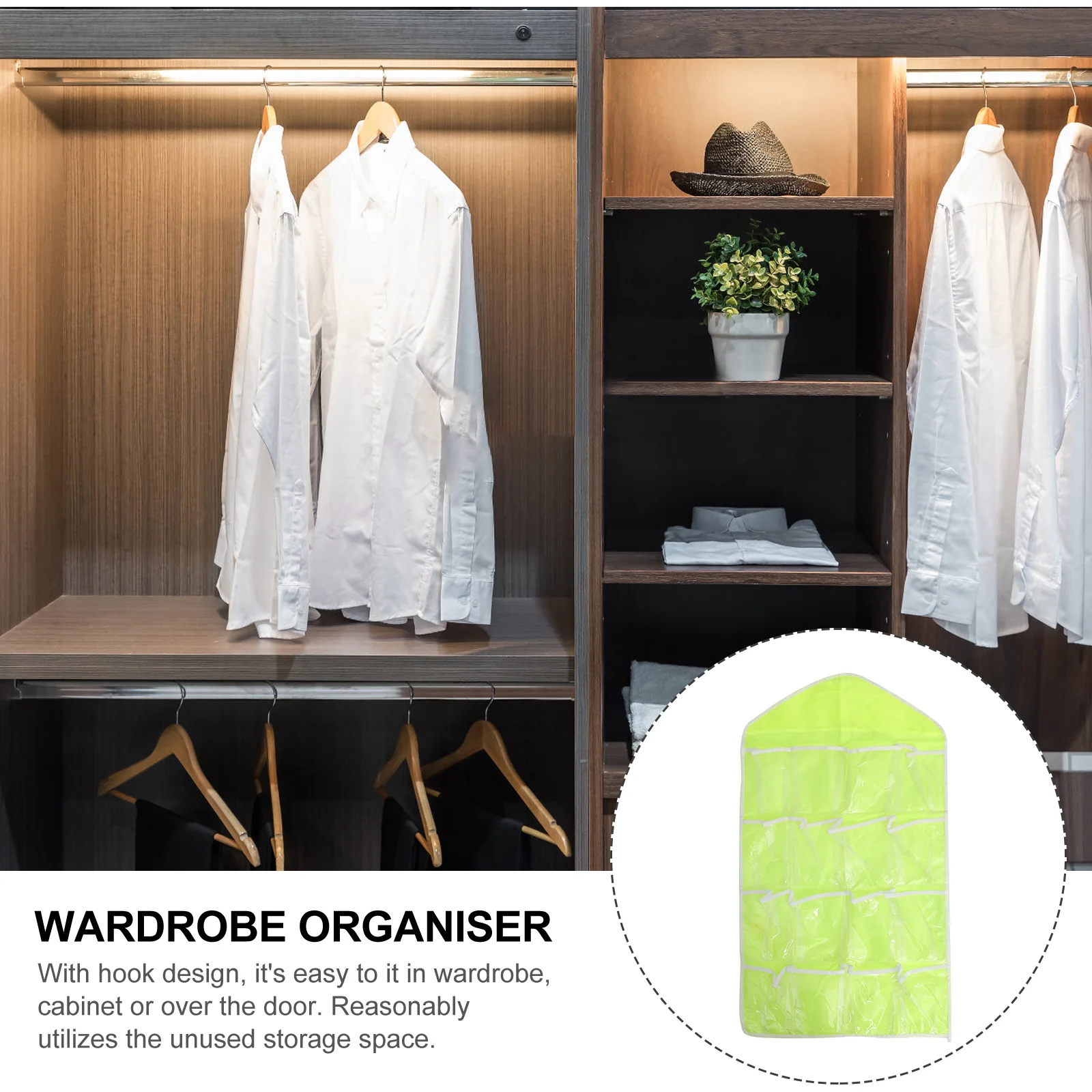 

Beige 16 Grids Hanging Storage Bag Closet Organizer Underwear Socks Bra Holder Transparent Window Easy Installation