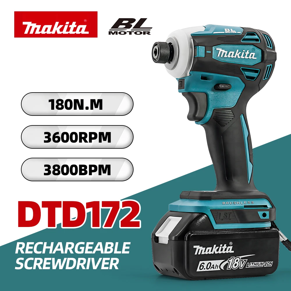 Makita DTD172 bezdrátový vrtačky nabíjení vrtačka bezuhlíkový ovladač 18V elektrický šroubovák rázový ruka elektrický vrtačka elektrický nářadí