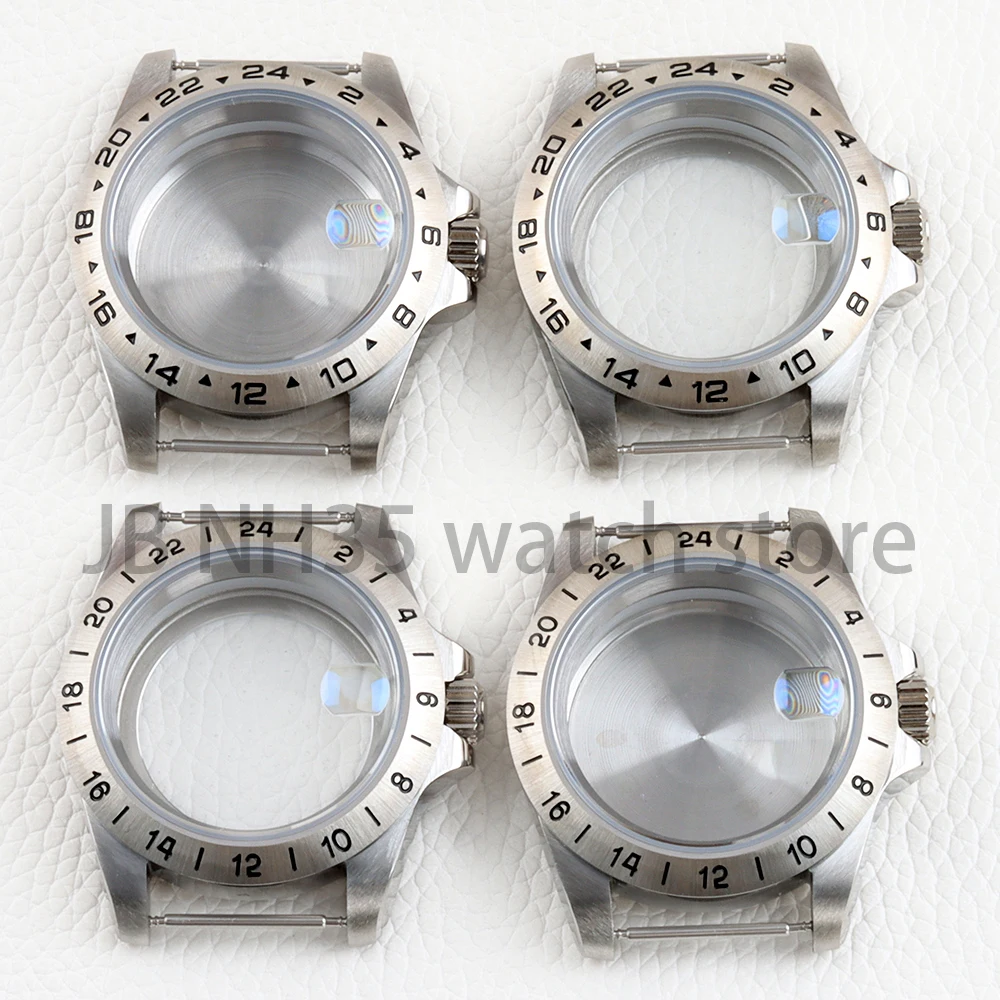 

39mm Silver Watch Case Sapphire Glass Stainless Steel for Explorer Seiko NH34 NH35 NH36 NH38 Automatic Movement 28.5mm Dial
