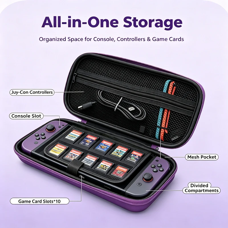 Carrying Case for Nintendo Switch 2, Hard EVA Shell Travel Protective Storage Bag Fit Charger & Pro Controller Gaming Accessory