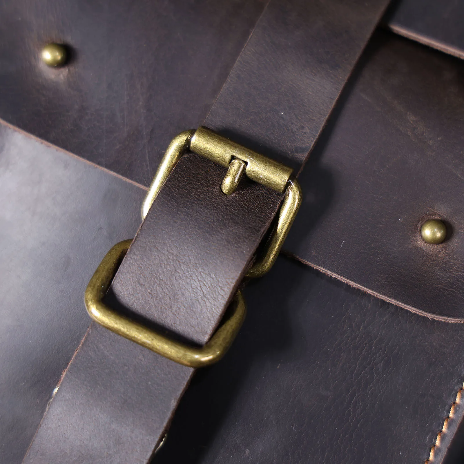 S.WORKER Vintage Echtleder Herren-Aktentasche 16" Laptop-Tasche Crazy Horse Leder Messenger-Handtasche Rindsleder Geschenkidee für Männer – Detail 16