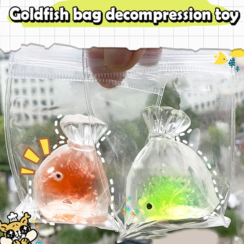 Squishy Speelgoed Goudvis Tas Mochi Zacht Rubber Speelgoed Schattige Goudvis Knijpen Langzame Rebound Decompressie Vent Speelgoed Stress Release Geschenk