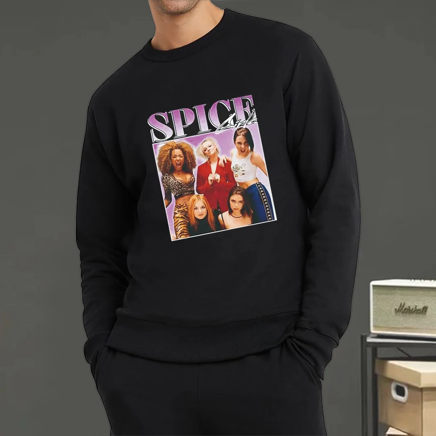 Fashion Womens Mens Sweatshirt Spice Girls 90s Vintage Printing Unisex Pullover Crewneck Soft Breathable Hoodie Streetwear