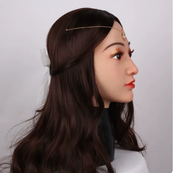 Realistic Silicone Head Mask Christinn Head Cover Ideal for Cosplay, Pranks, and Male-to-Female Crossdressing No Fake Eyes image 4