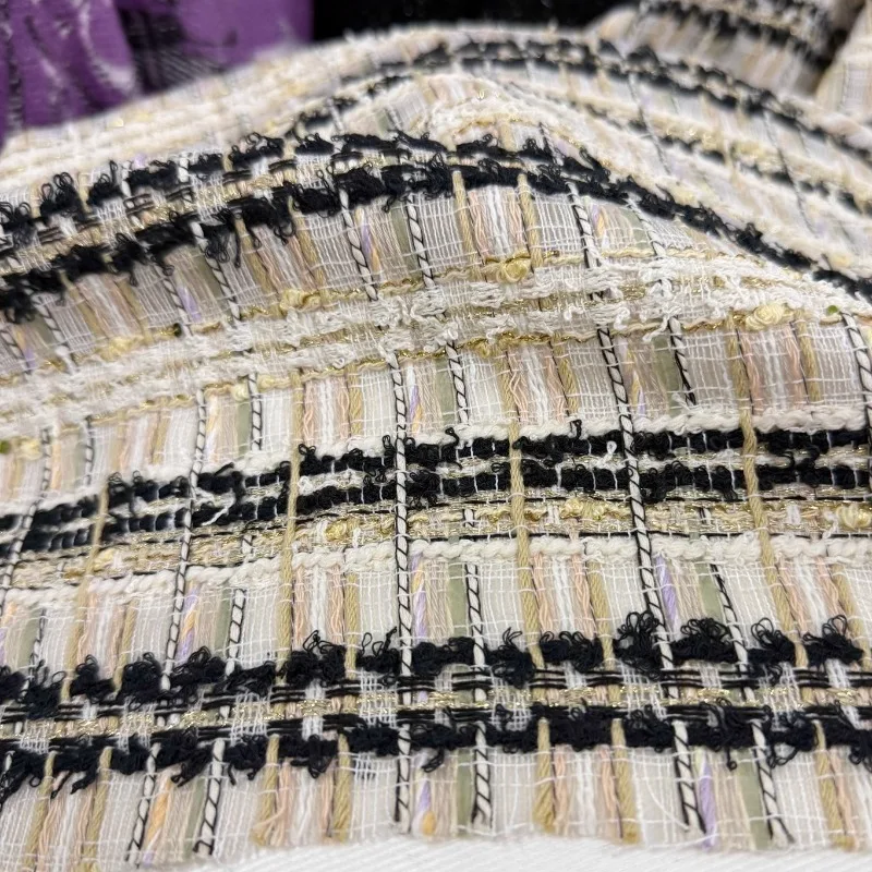 

1Meter Thin Light Yellow Woven Tweed Wool Fabric Jacket Wool Fabric Autumn and Winter