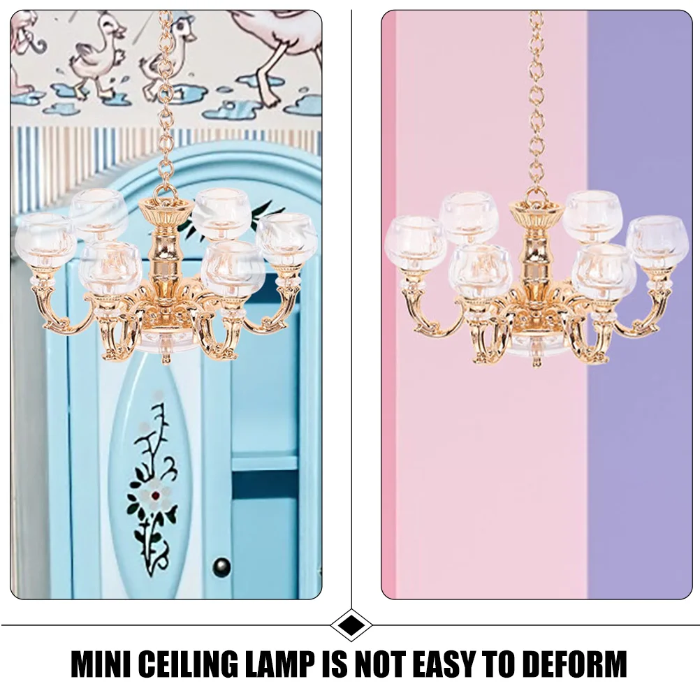 2 Pcs 1:12 Scale Landscaping Mini Light Mini Ceiling Lamp Model Dollhouse Decorative Lamp Retro Red Toy Light for Kids'